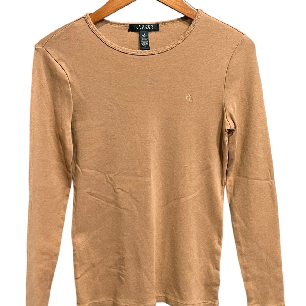 Lauren Ralph Lauren Camel Long Sleeve Top 100% Cotton